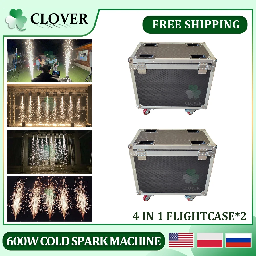 

0 Tax 2Pcs Flightcases(4in1)600W Cold Sparks Machine Sparkler Wedding Fireworks Cold Spark Machine Indoor Outdoor Disco DJ Party