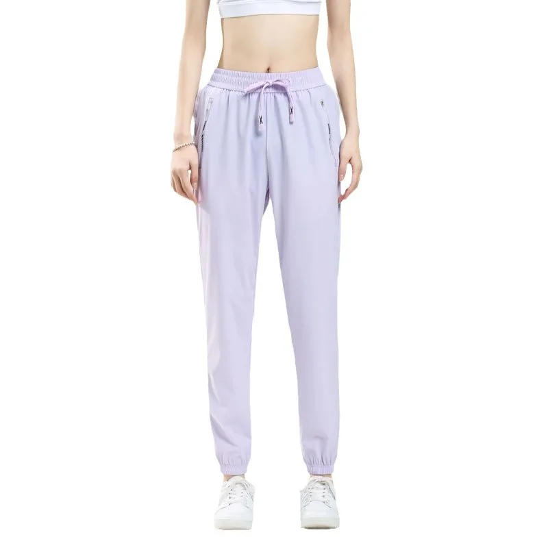 

Ice Silk Sports Pants Women's Summer Thin Quick Drying Pants Casual Tie Feet Pants Yoga Clothes Fitness Sunscreen Running Pants