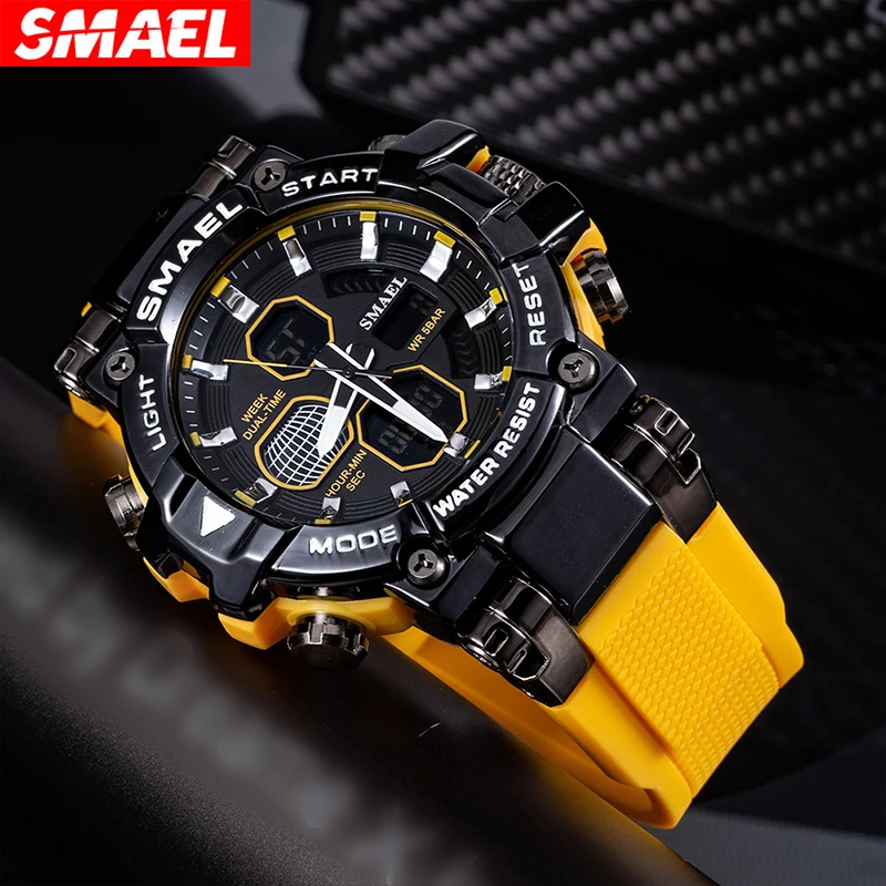 New Men's Military Young students Waterproof Sports Digital LED Double Display Quartz  Large Watch