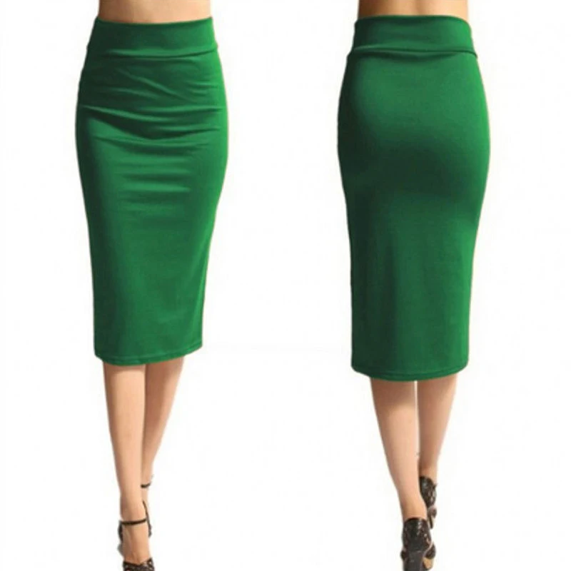 

Hot Sale Women Pencil Skirt New Ladies Office Stretch Bodycon Midi Skirt Female High Waist Mid-Calf Jersey Skirt