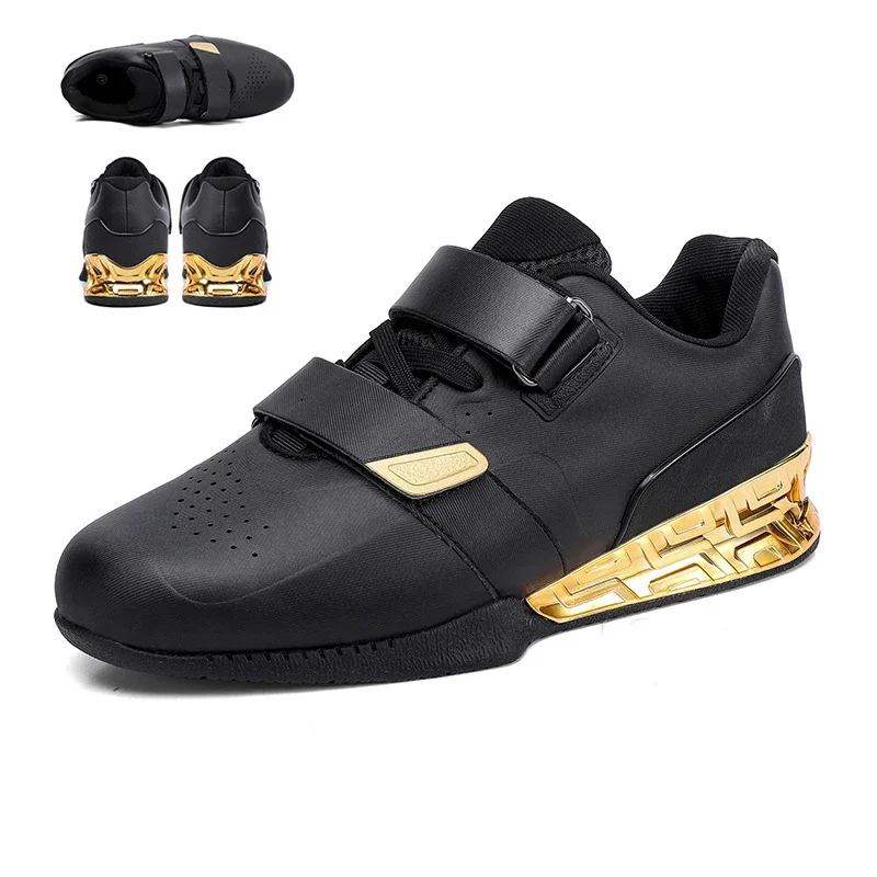 Balance Pro Fitness Sneakers Hook Loop Gym Weight Lifting Boots for Men Women Athletic Golden Sliver Deep Squat Shoes