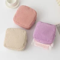 Korean Makeup Coin Bag Sanitary Napkin Holder Bag Small Lipstick Cosmetic Storage Case Bags Corduroy Cute Hand Bag for women 1