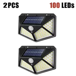 Solar LED Wall Light - 100 LED Outdoor Motion Sensor, Waterproof (2PCS)
