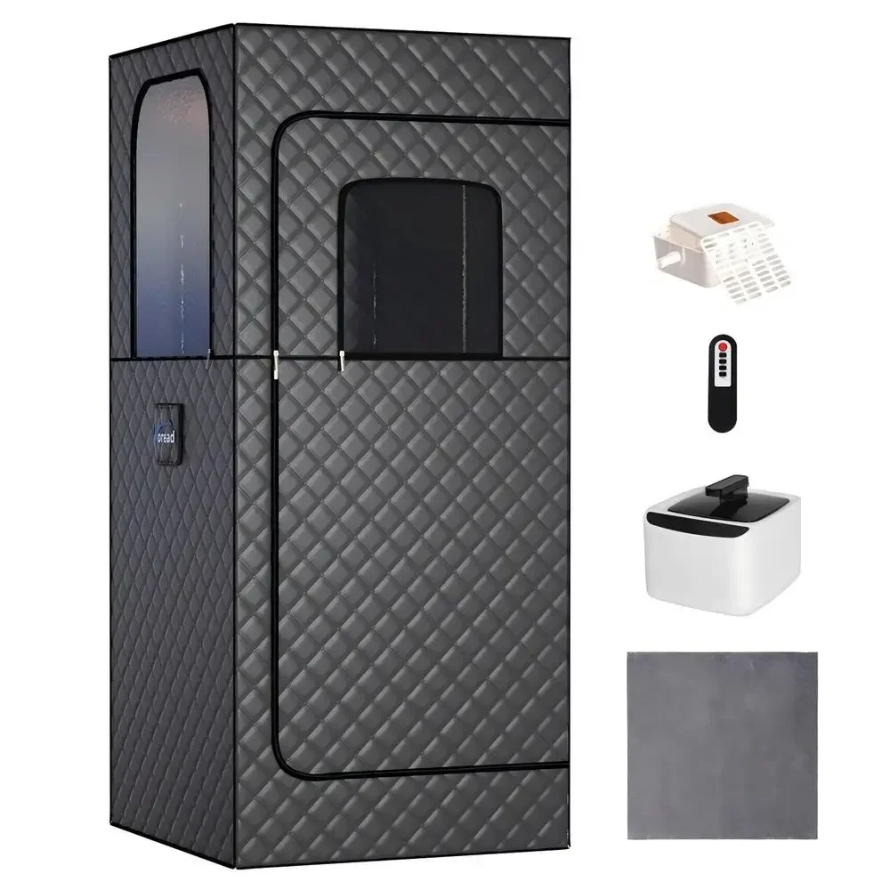 Portable Home Sauna Tent with 2.6L Steamer Remote Control & 9 Adjustable Steam Levels 1000W Steamer Effortless Relaxation 2