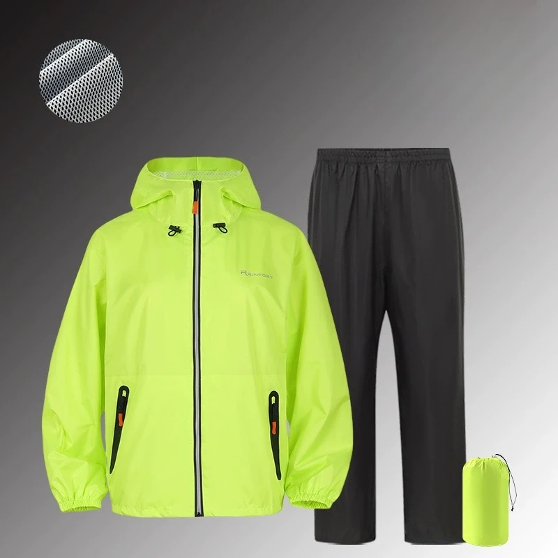 Men's and Women's Electric Car Riding Fishing Suit Reflective Raincoat Rain Pants Set Full Body Rainstorm Protection