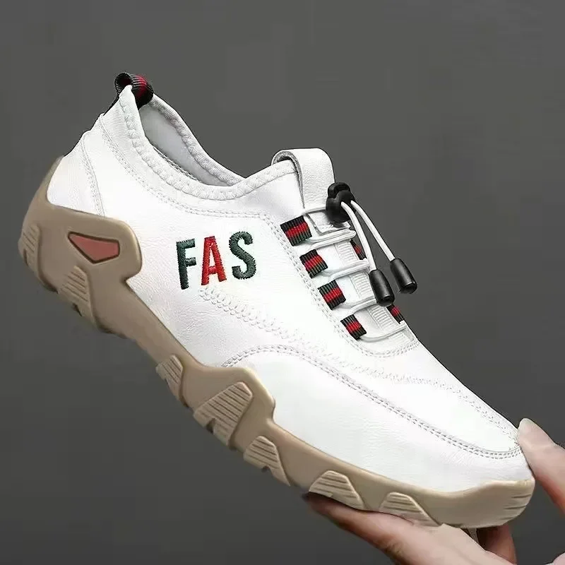 New 2025 Autumn Handmade Leather Casual Men Shoes Design Fashion Sneakers Man Loafers Breathable Low Top Flat Shoes Driving 2