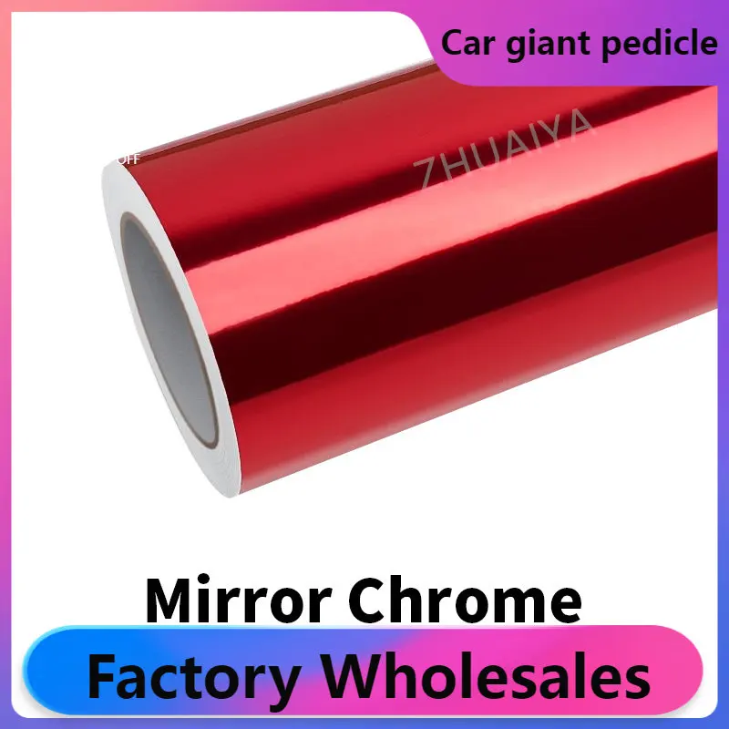 

Highest quality Mirror Chrome RED Vinyl Wrap film wrapping film bright 152X18m roll quality Warranty covering film voiture