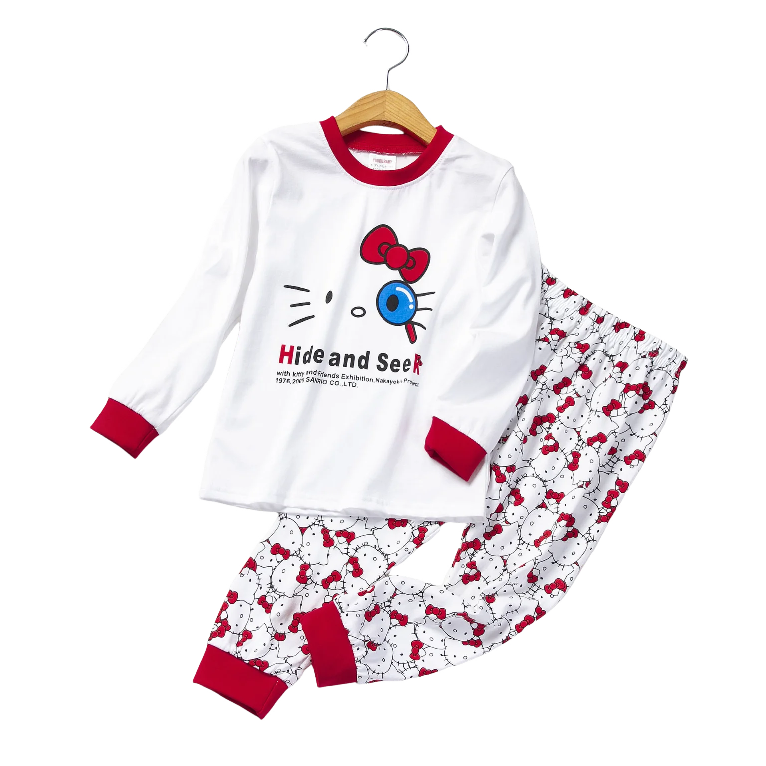 thumbnail image 1 of Conjunto de 2 piezas de pijama de algodón de manga larga para niños, ropa de dormir de Minnie, varios estilos, para primavera y otoño, 1 of 6