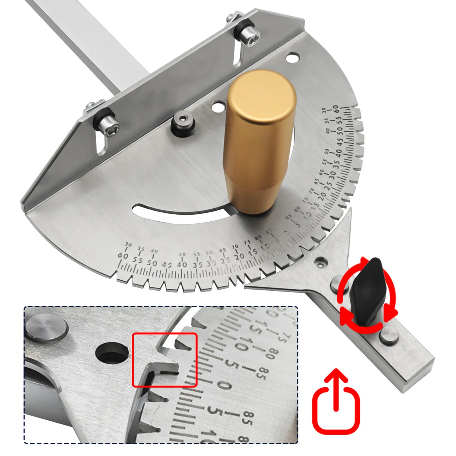 

Woodworking T Track Push Ruler Guide Angle Miter Gauge Tenon Fence Router/Saw Table 450mm Mortise Tenon and Chute Stopper