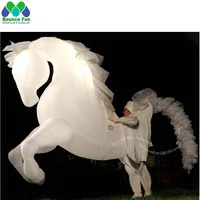 Walking 3m Large White Inflatable Horse Costume With Lights Inflatable Cartoon Mascot Costume For Carnival Parade Performance 2