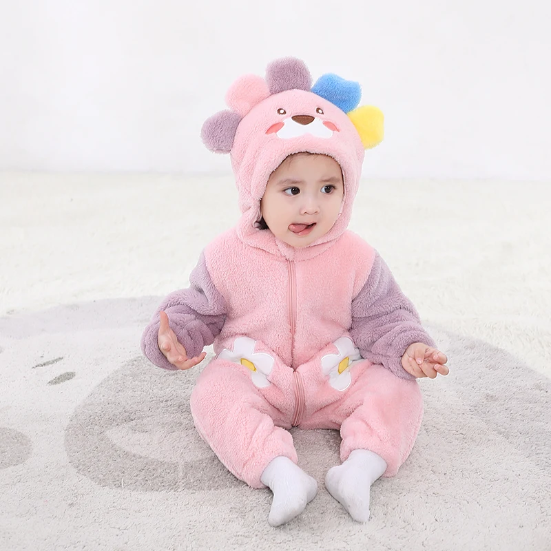 

Lovely Flowers Baby Girl Clothes Infant Winter Romper Hooded Warm Overall Jumpsuit Ropa bebe Bodysuit Halloween Festival Onesie