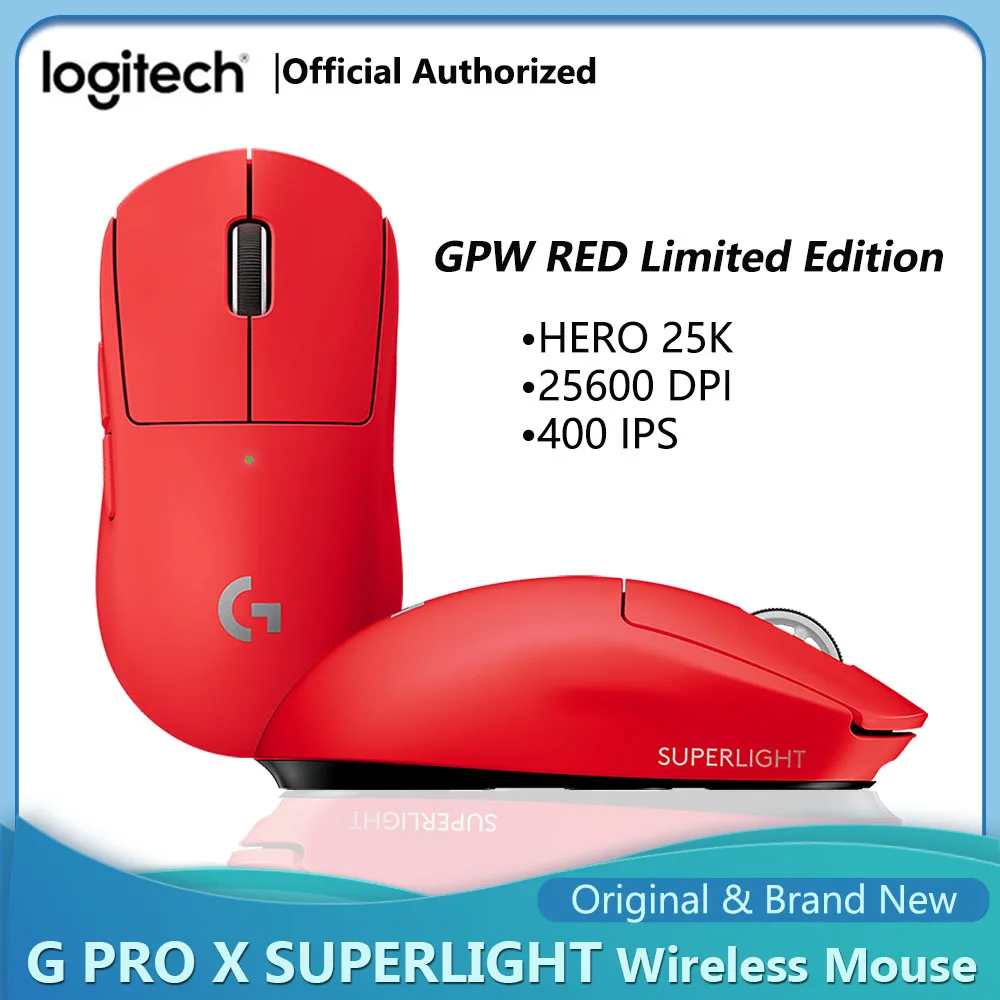 

Logitech G PRO X SUPERLIGHT Mouse GPW 2nd Generation HERO 25K Sensor Dual-mode 2.4Ghz Wireless Mouse Programmable Red of Victory