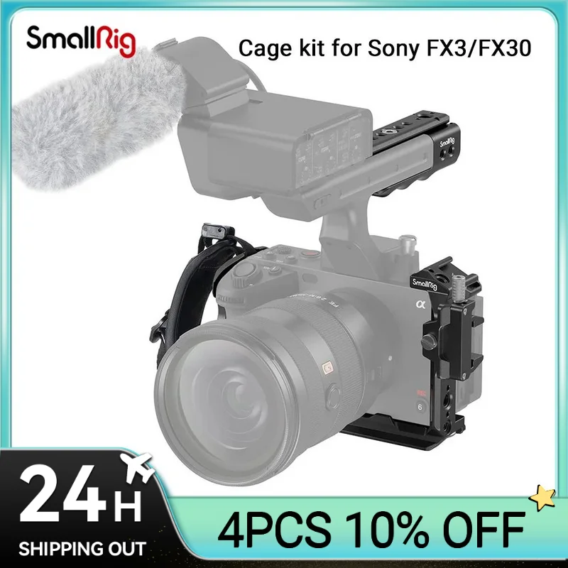 Smallrig Full Camera Cage Rig Kit Per Sony Fx3/Fx30 Con Morsetto Per Cavo Scarpa Fredda Nato Rail Per Sony Fx3 Cinema Camera Kit Fai Da Te