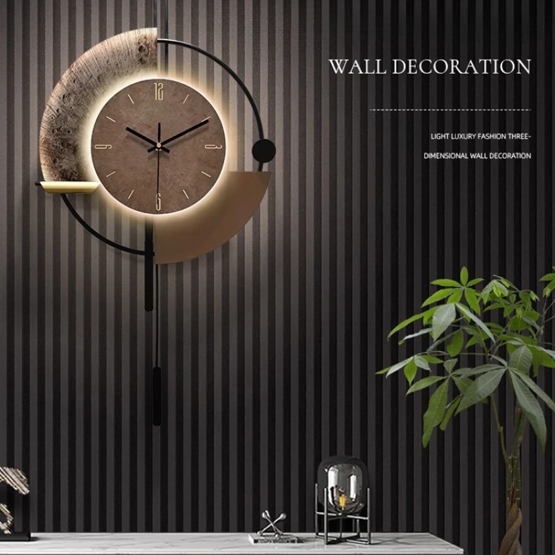 2025 New Modern Luxury Wall Clock With Geometric Grille Design High End Living Room Decor Stylish Contemporary Timepiece