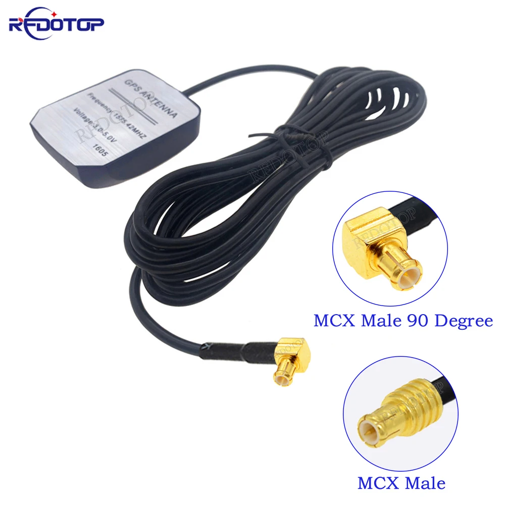 자동차 GPS 안테나 RG174 케이블 MCX 남성 90도 자기 기본 GPS 수신기 자동차 네비게이션 카메라 플레이어에 대 ..