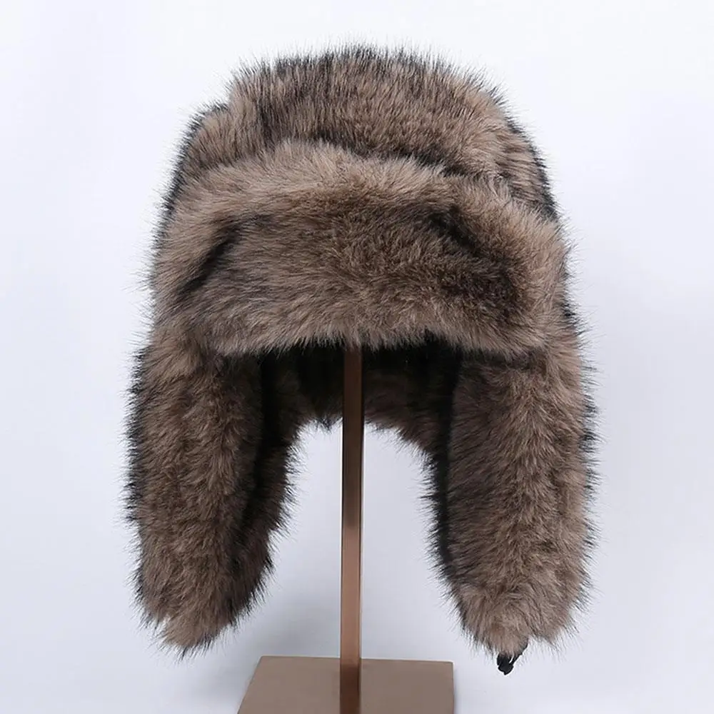 Luxury Russian Faux Fur Hat Women Ushanka Winter Warm Snow Bomber Cap Plush Furry Earflap Trapper Hats Cold Weather Warm Hat Y2K