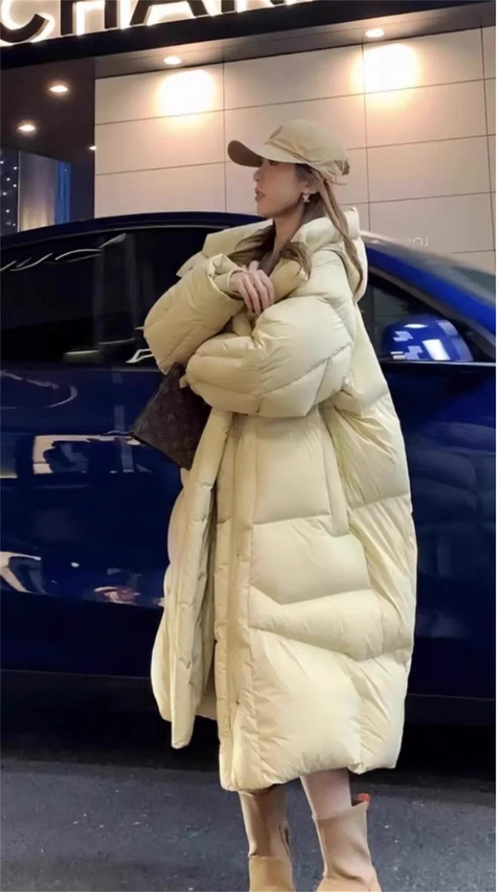 Women's Down Jacket Mid-length Lightweight Baseball Uniform Korean Loose White Duck Down Jacket main image 1