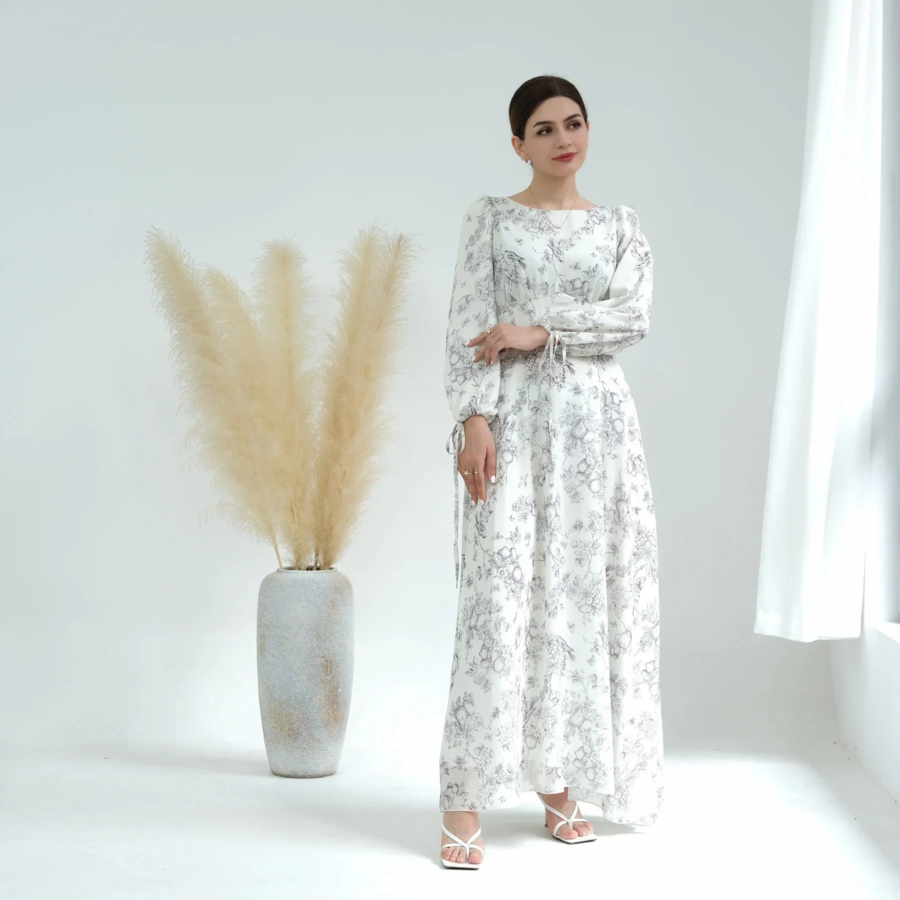 Muslim Fashion Hijab Dress Chiffon Printed Abayas for Women Turkish Evening Dresses Abaya Dubai Luxury Islamic Modest Clothing