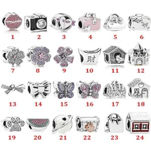 

100% Silver Color charms new bag bow camera beaded Charms fit Original Pandora Beads Bracelet silver jewelry