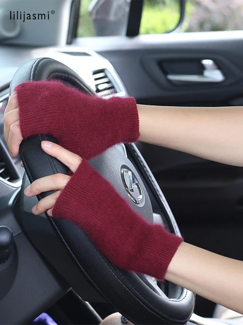 여성용 밍크 캐시미어 장갑, 따뜻한 라쿤 양모 벙어리 장갑, 가을 겨울