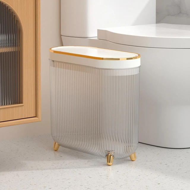 Kitchen Trash Can Gold Tall Trash Can Waterproof Trash Can Bedroom Bathroom  And Toilet With Lids