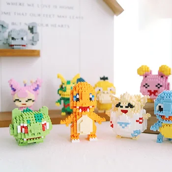 Pokemon Micro Building Blocks Marowak Jigglypuff Gengar Mudkip Piplup Raichu Gyarados Pikachu Mini Brick Figures Toy  For Kids