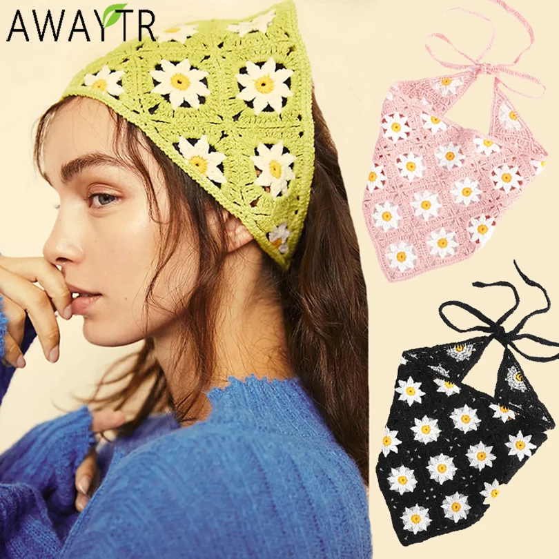 AWAYTR Sciarpa per capelli con fiore margherita Bandana all