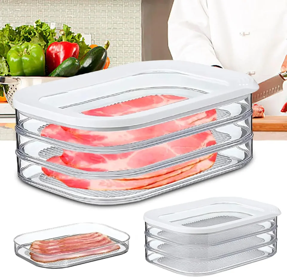 Stackable Meat Storage Container for Refrigerator