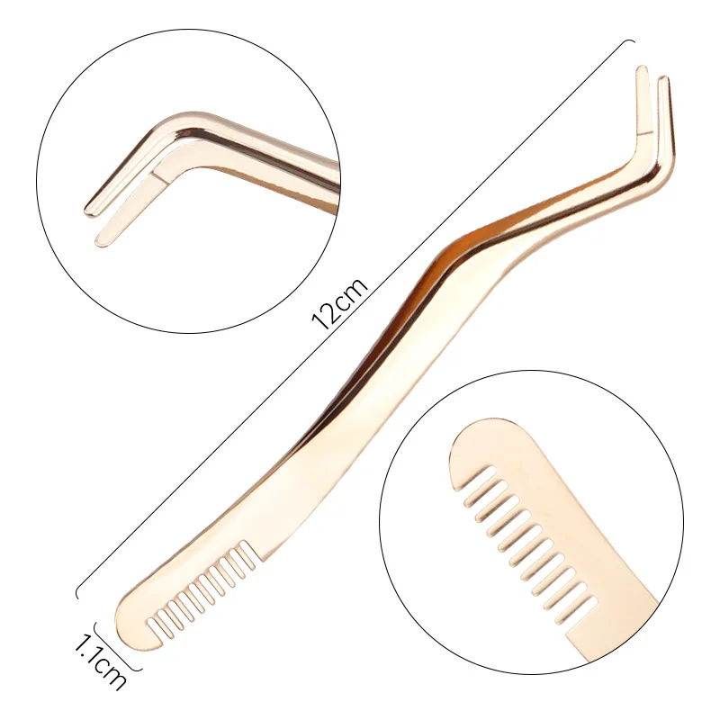 1 Pc Eyelash Comb Tweezers Stainless Steel Anti-Static Non-Magnetic Professional Volume 3D Lashes Extension Tweezers Tools eyelash tweezers