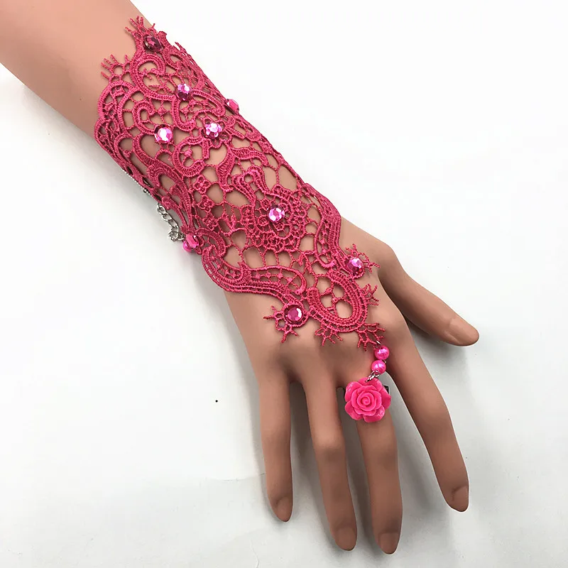 Lace Pearl Rhinestones Bridal Gloves Bracelet Wedding Glove Wedding Party Prom Jewelry Ring Wristband Glove lace gloves wedding dress gloves 1pair