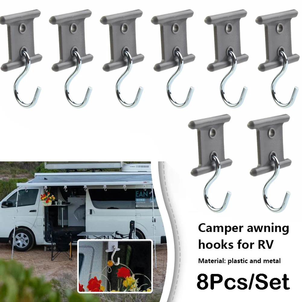 8x S-Shape Camping Awning Hooks Clips Racks Tool Awning Clothes Hooks RV Tent Hangers Light Hangers For Caravan Camper 10 pcs camping awning hooks plastic clips racks tool awning clothes hooks fit for rv camper caravan car auto accessories