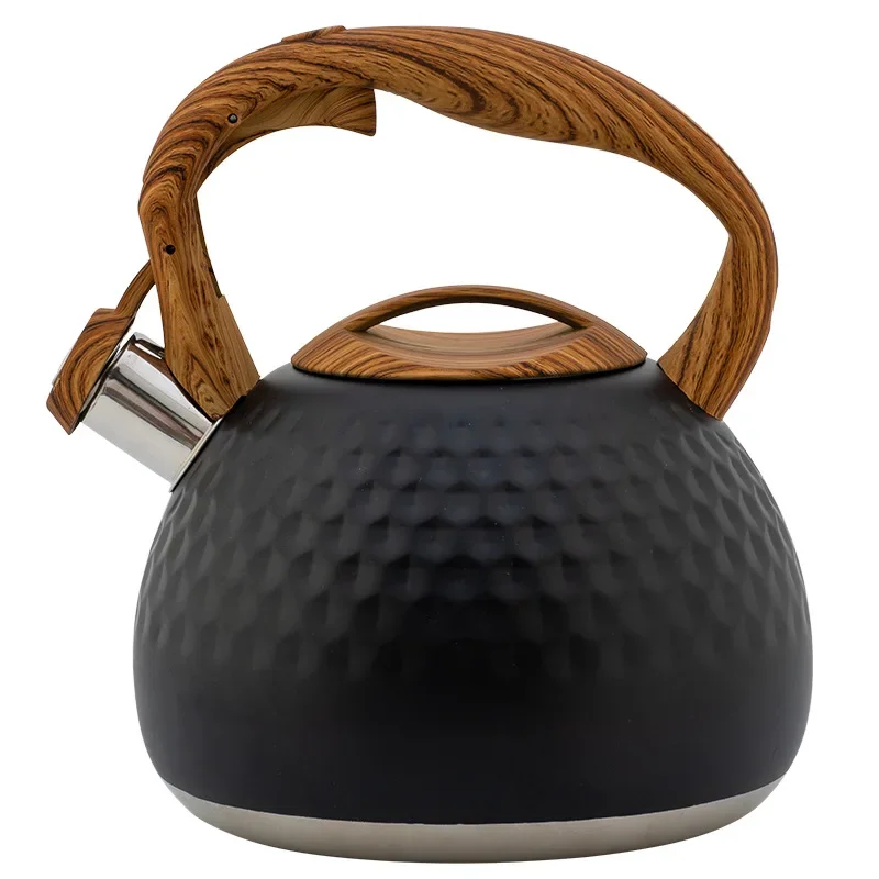 Whistling Kettle 2.8L Black Stainless Steel Teapot For Gas Stove Boiling Induction Cooker
