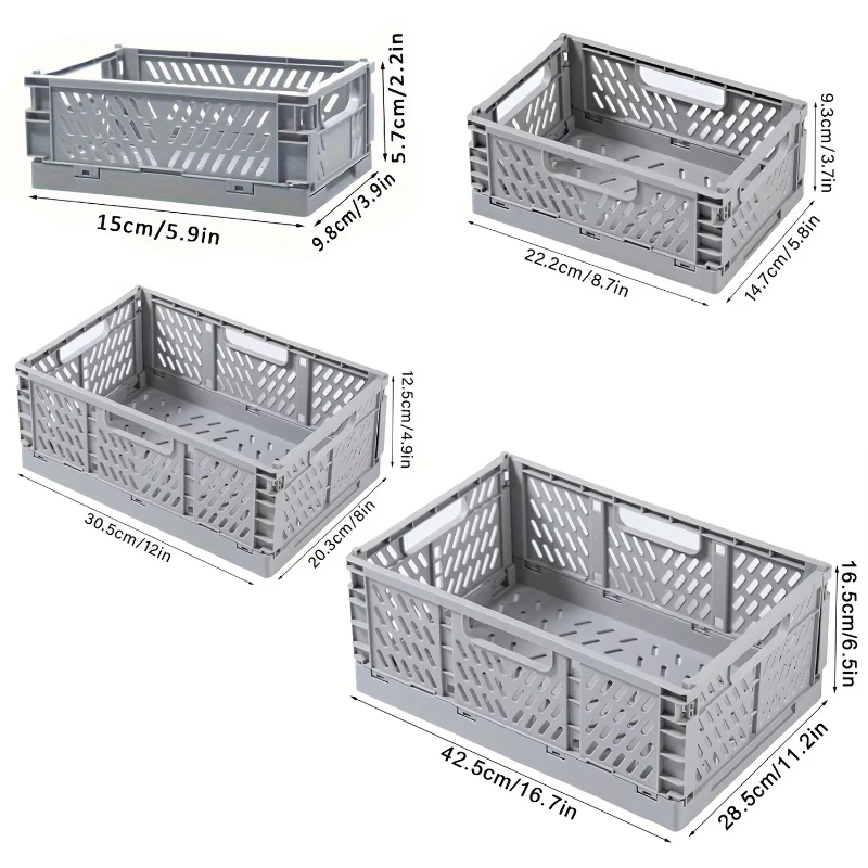 1Pcs Portable Plastic Foldable Storage Basket - Stackable Crate for Makeup Jewellery Toys Organizer Box