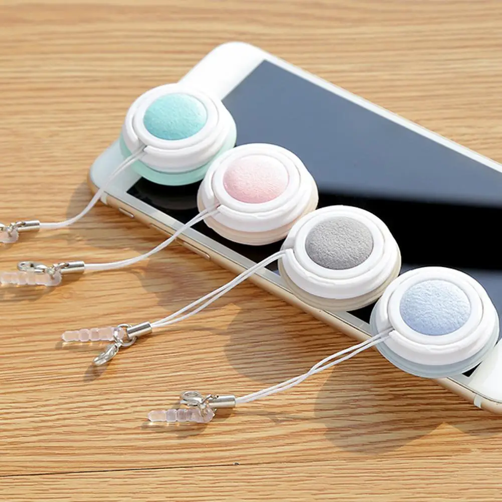 Cell Phone Screen Wipe Macaron Shape Cleaning Cloth Pendant Multifunction Cleaning Tools Glasses Lens Cleaner Key Pendant Gift 2