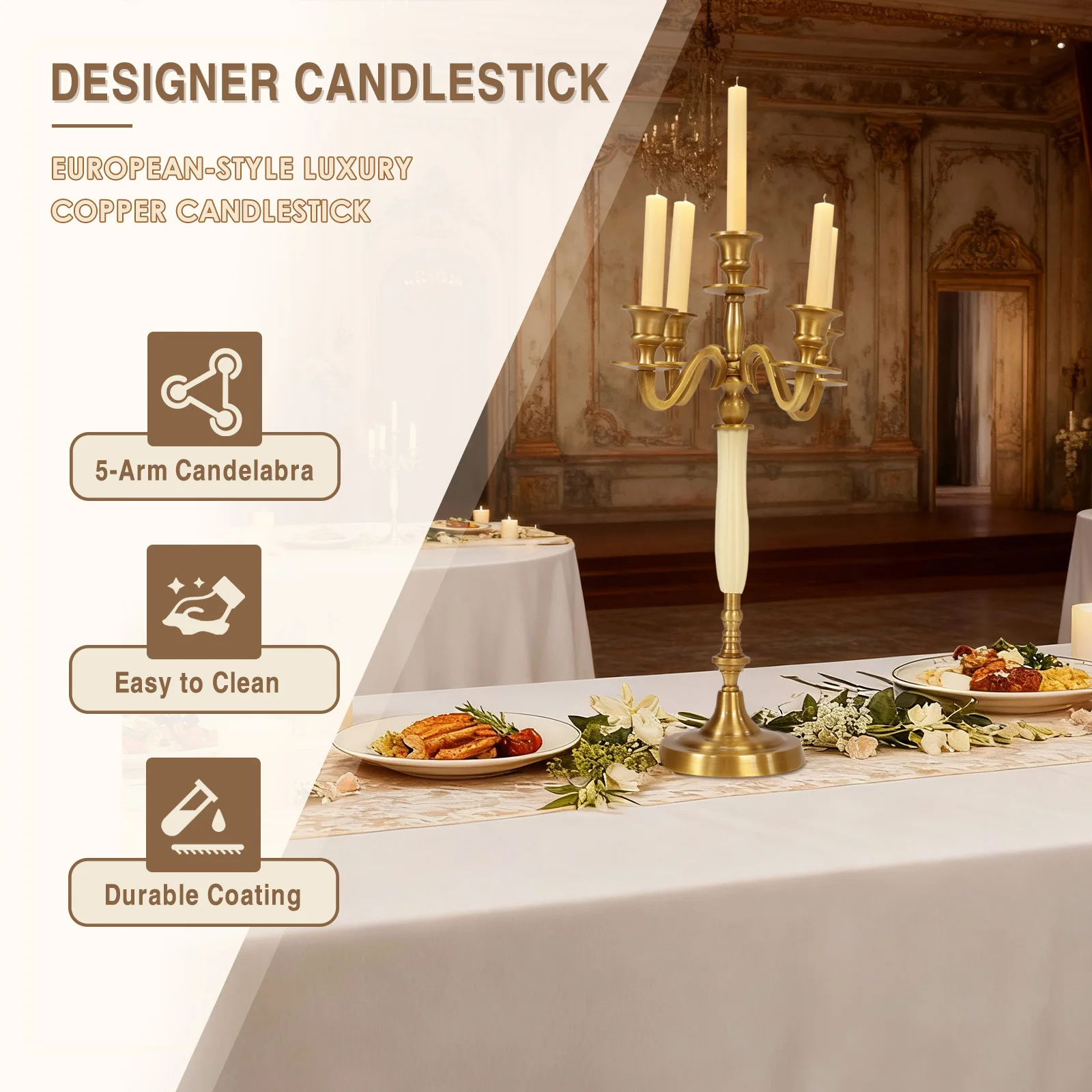 3/5 Heads Metal Candelabra Candlestick Candle Holder Candlestick Candleholders for Wedding Dining Table Xmas Party Home Decor