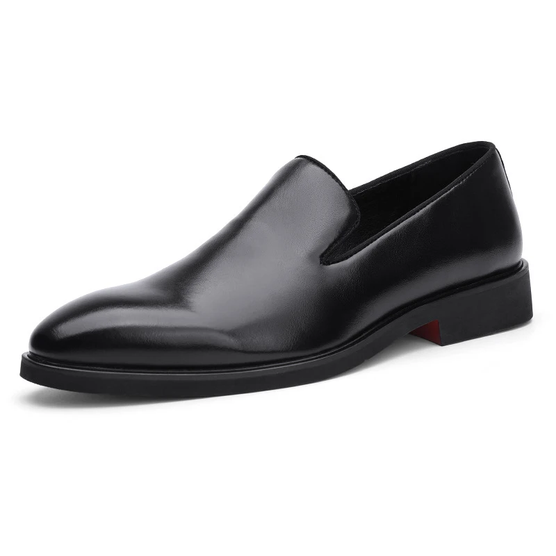 Loafers Men Microfiber Leather Smooth Red Sole Mid Heel Casual Comfortable Slip On Driving Business Dress Shoe Zapatos De Hombre