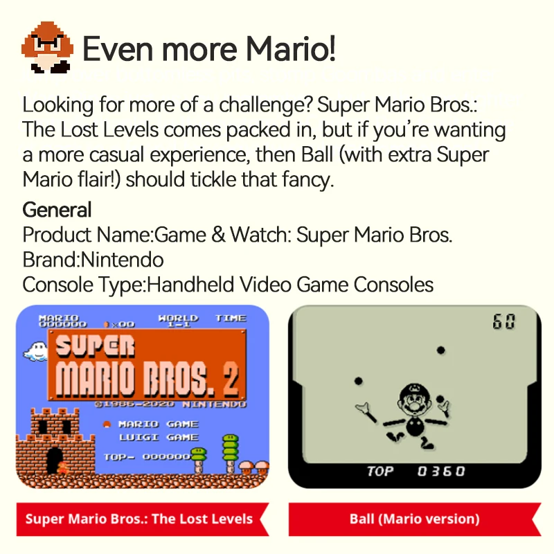 Nintendo Game & Watch Super Mario Bros - Carvalho Games