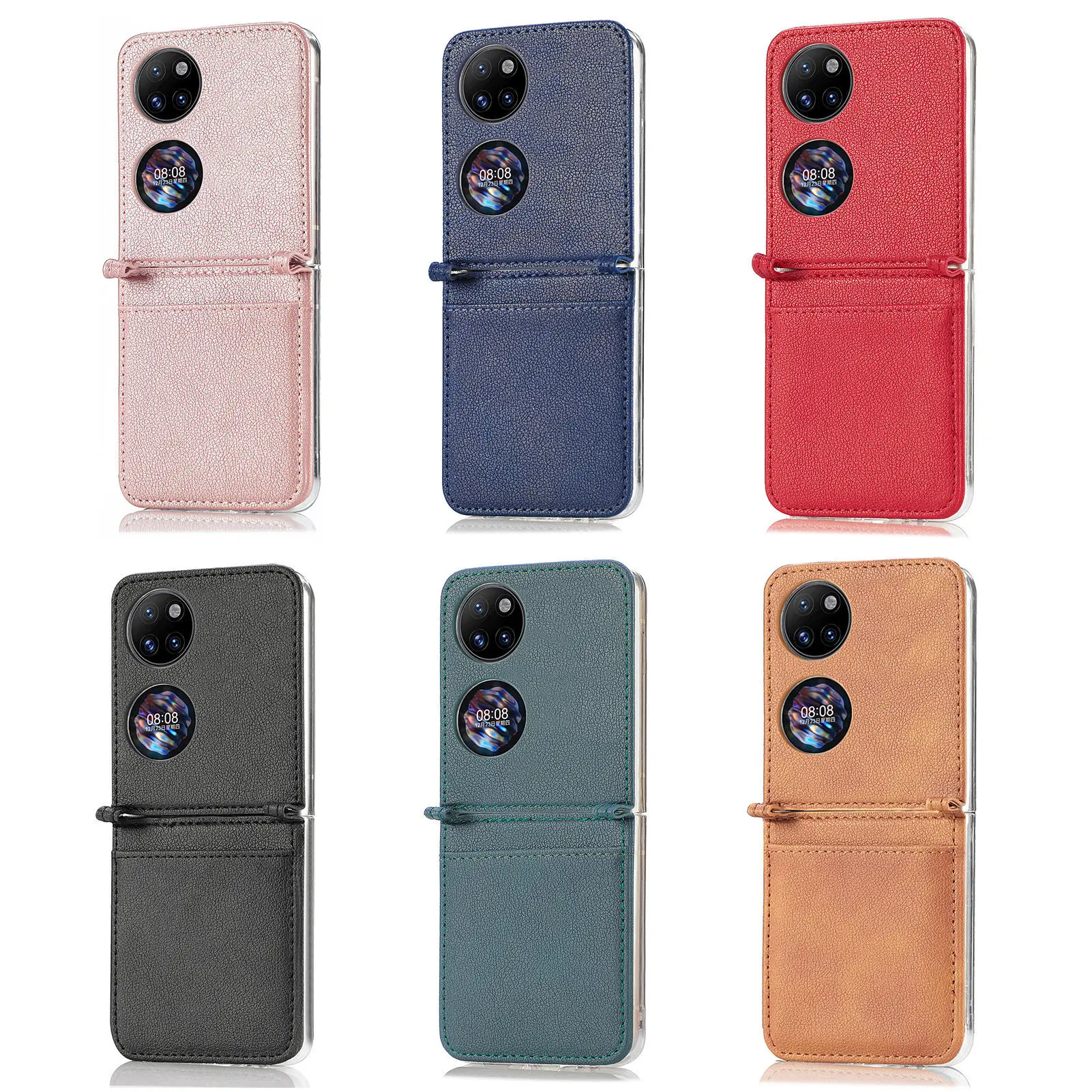 

10PCS For huawei P50 Pocket Folding Screen Flip Phone Shell Leather Full Coverage Case Shockproof Anti-drop Armor Case