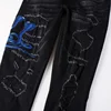 NEw Men's Embroidered Blue Snake Patchwork High Street Distressed Slim Fit Stretch Holes Patches Ripped Washed Black Jeans 5