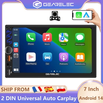 Radio para coche GEARELEC de 7 pulgadas con Android 14 universal, 64G, autoradio Android 2 DIN, GPS, Bluetooth, reproductor multimedia para coche, pantalla táctil HD, estéreo para coche. 1