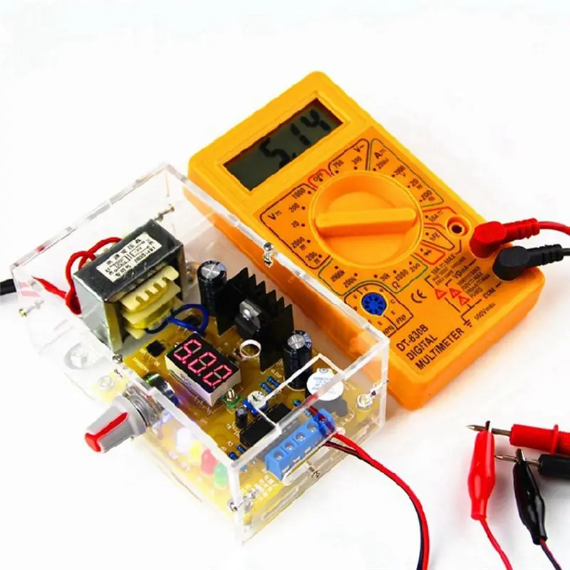【빅딜】LM317 가변 전압 조절 전원 공급 장치 DIY 키트 AC 220V 안정화 전원 공급 장치 실험실 EU 플러그