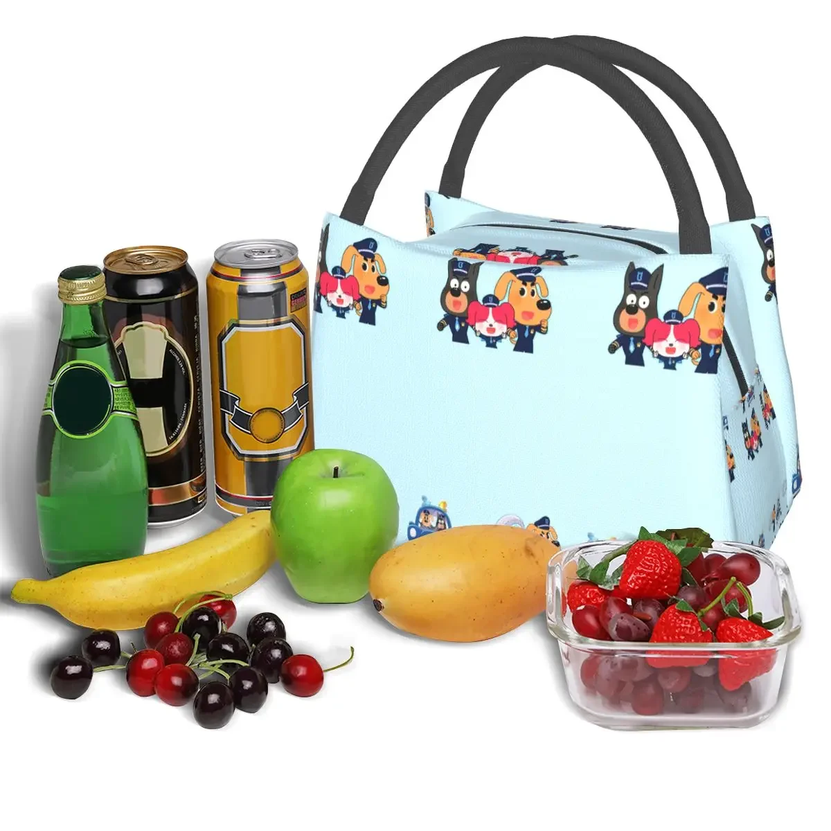 Labrador Sheriff 도시락 가방 절연 도시락 상자 재사용 가능한 점심 토트 피크닉 가방 여성 어린이 여행을위한 쿨러 열 가방