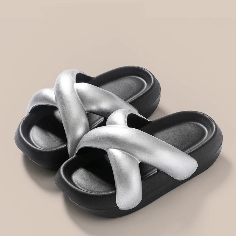 

Женские нескользящие шлепанцы, однотонные сандалии для дома и улицы, повседневная мягкая обувь, лето 2024