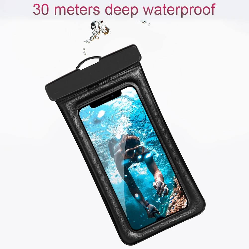 Waterproof Phone Bag IPX8 Cell Phone Pouch for Swimmers Divers Beach Pool  Water Activity, with Airbag Protection