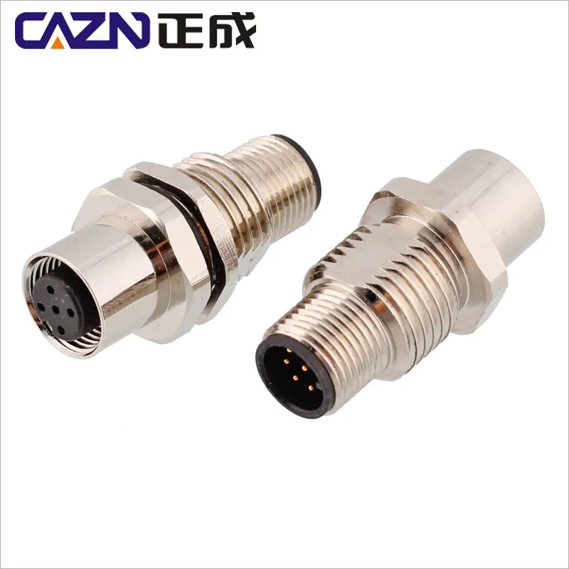 M12 5pin Adapter Panel Mount Socket A code Male to Female Connector IP67 waterproof adapter connector