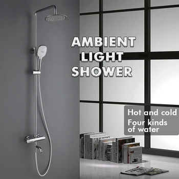 ระบบฝักบัวแบบเทอร์โมสแตติก Smesiteli ฝักบัวแบบเรนชาวเวอร์ พร้อมโหมดฉีดพ่น 3 แบบ ฝักบัวมือถือ ติดผนัง ชุดก๊อกน้ำฝักบัวประหยัดน้ำ สีโครเมียม 2