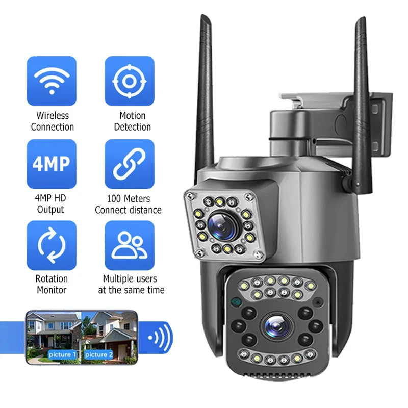 

4K 4MP V380 Pro CCTV Camera Wi-Fi 4G SIM Card Outdoor IP Security Camera Bidirectional Call Color Night Vision AI WiFi Camera
