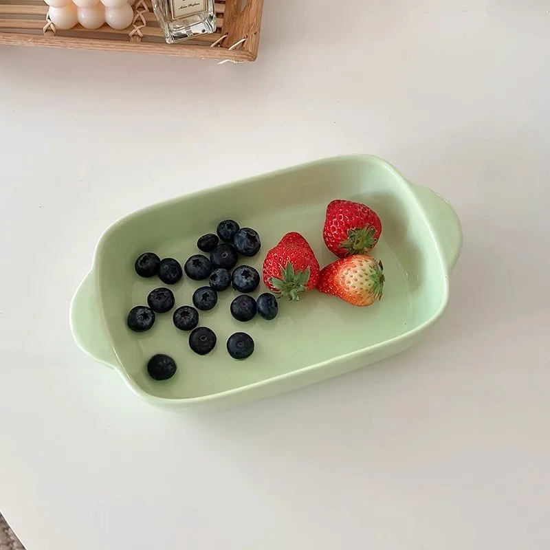 세라믹 아침 식사 접시 과일 디저트 그릇 디스플레이 가정용 식기 접시 크림 스타일 원형 식물 꽃무늬