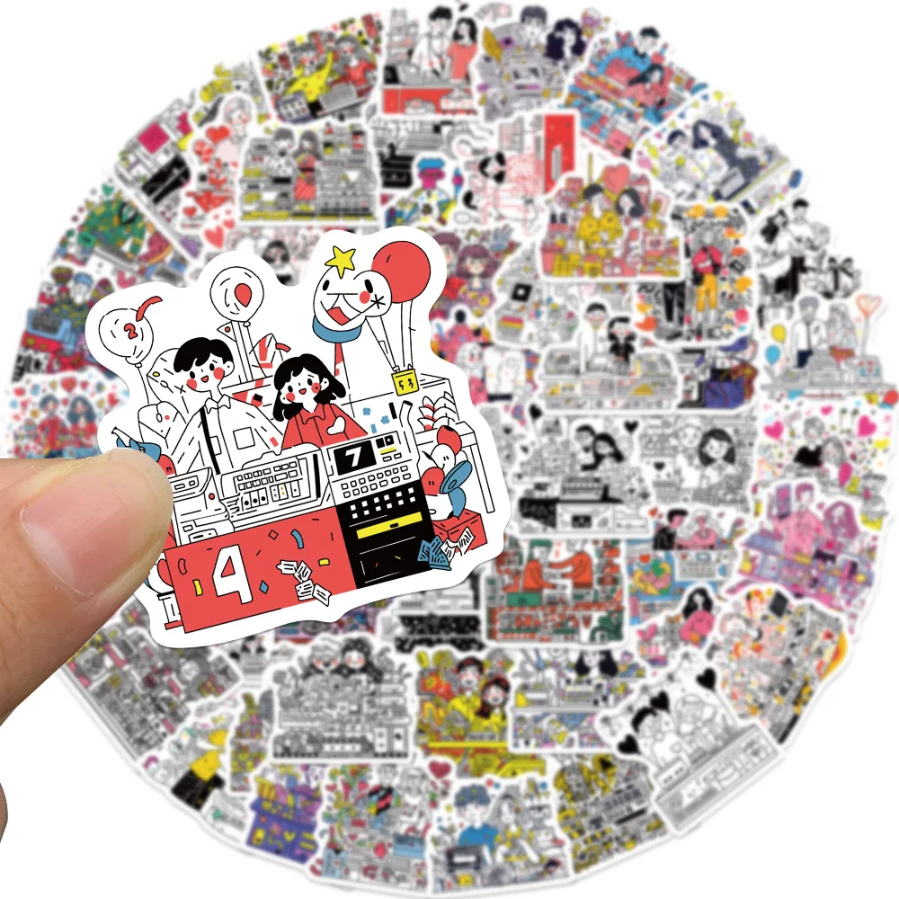 

60Pcs Cartoon Sweet Couple Daily Characters Graffiti Stickers Decal Phone Laptop Motorcycle Luggage Snowboard Sticker Kids Toys