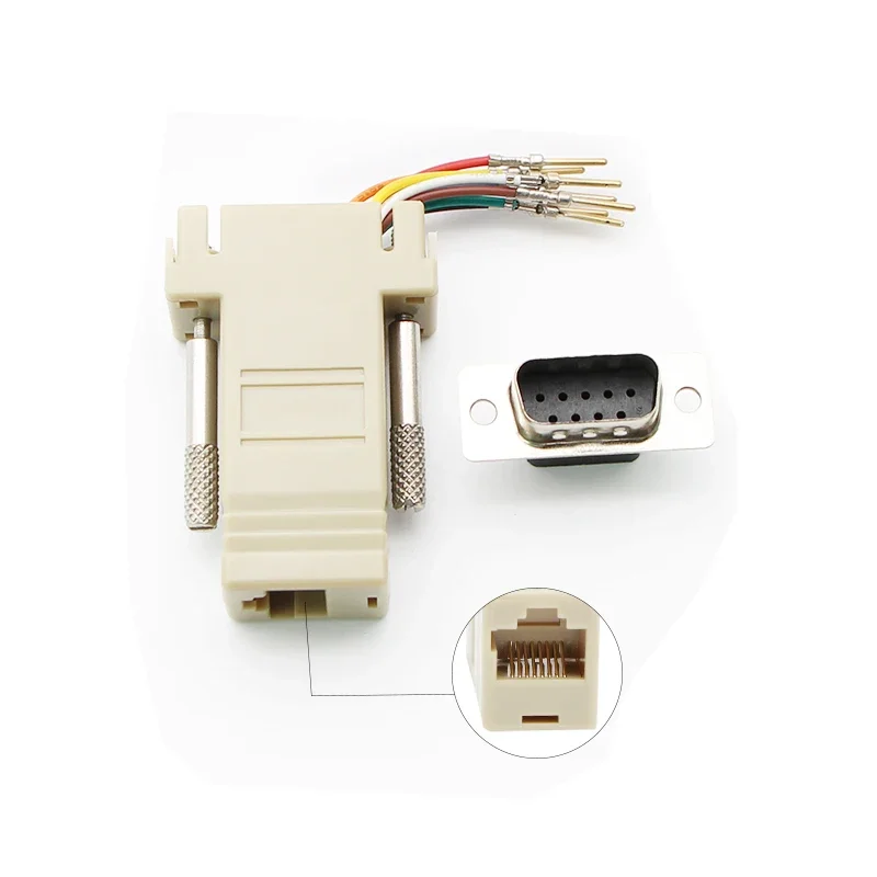 RJ45 Female to DB9 Male RS232 COM Port Modular Extender for PC DIY db9 9pin male to male female to female male to female mini gender changer adapter rs232 serial plug com connector rs232 serial